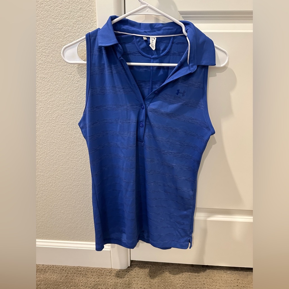Under Armour Women's Blue Sleeveless Golf Polo Top